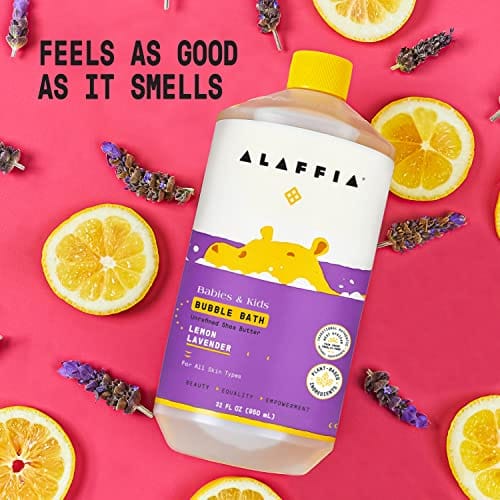 Alaffia Babies and Kids Bubble Bath, Gentle Baby Essentials for Delicate Skin, Cleansing & Calming Bubbles, Plant Based Formula, Vegan, Lemon Lavender, 32 Fl Oz - Image 8
