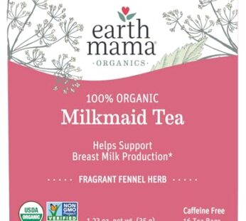 Earth Mama Organic Milkmaid? Tea | Lactation Support Herbal Tea Bags for Breastfeeding, Decaf Lactation Supplement for Increased Breast Milk Production, With Milk Thistle & Fenugreek (16 Count)