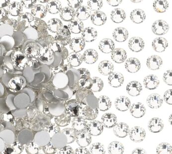 Jollin 1440pcs Glue Fix Crystal Flatback Rhinestones Glass Diamantes Gems for Nail Art Crafts Decorations Clothes Shoes 4.8mm (ss20, Crystal)