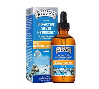 Sovereign Silver Bio-Active Silver Hydrosol for Immune Support – Colloidal Silver Liquid – 10 ppm, 4oz (118mL) – Dropper
