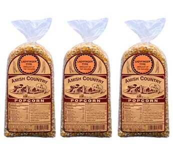 Amish Country Popcorn | 3-1 lb Bags | Ladyfinger Popcorn Kernels | Old Fashioned, Non-GMO and Gluten Free