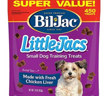 Bil-Jac Little Jacs Small Dog Training Treats – Soft Chicken Liver Dog Treats for Puppy Rewards – Real Chicken, No Fillers, 16oz Resealable Double Zipper Pouch (3-Pack)