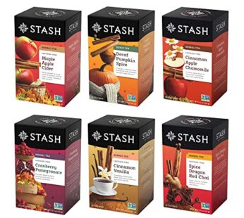 Stash Tea Fall for Autumn 6 Flavor Tea Sampler, 6 Boxes With 20 Tea Bags Each (120 Tea Bags Total)