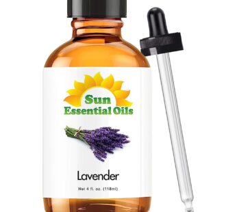 Sun Essential Oils 4oz – Lavender Essential Oil – 4 Fluid Ounces