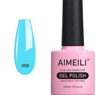 AIMEILI Soak Off U V LED Neon Blue Gel Nail Polish – Soft Baby Blue (059) 10ml
