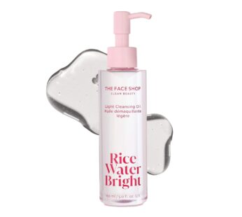 The Face Shop Rice Water Bright Light Facial Cleansing Oil, Daily Makeup Remover, Oil Cleanser, Vegan, Korean Skin Care with Jojoba Oil, Face Pore Cleanser, 150ml