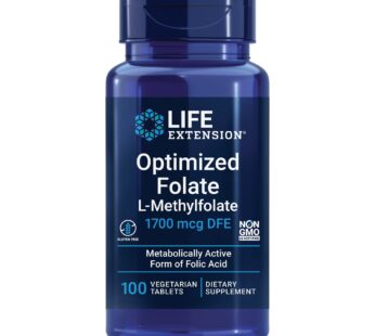 Life Extension Optimized Folate ? L-methylfolate ? Heart & Brain Support, Healthy Homocysteine Levels ? Non-GMO, Gluten-Free, Vegetarian ? 1700 mcg DFE, 100 Vegetarian Tablets