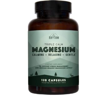 Natural Rhythm Triple Calm Magnesium 150 mg – 120 Capsules ? Magnesium Complex Compound Supplement with Magnesium Glycinate, Malate, and Taurate. Calming Blend for Promoting Rest and Relaxation.