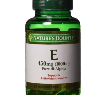 Nature’s Bounty Vitamin E 1000 IU Softgels Pure DL-Alpha 60 Soft Gels (Pack of 2)