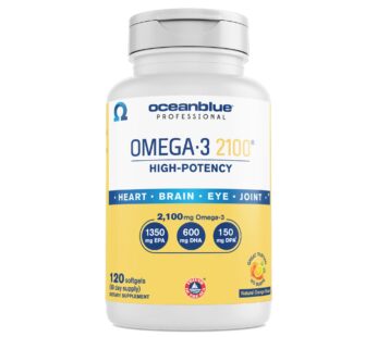 OceanBlue Professional Omega-3 2100-60 Count – High-Potency Triple Strength Burpless Fish Oil Supplement with EPA, DHA & DPA – Orange Flavor, 30 Servings