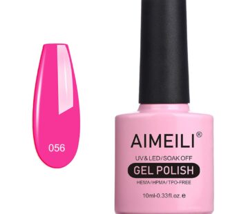 AIMEILI Soak Off U V LED Hot Pink Gel Nail Polish – Neon Peachy Pink (056) 10ml