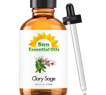 Sun Essential Oils 4oz – Clary Sage Essential Oil – 4 Fluid Ounces – Clary Sage Oil – Clary Sage Aromatherapy Oil