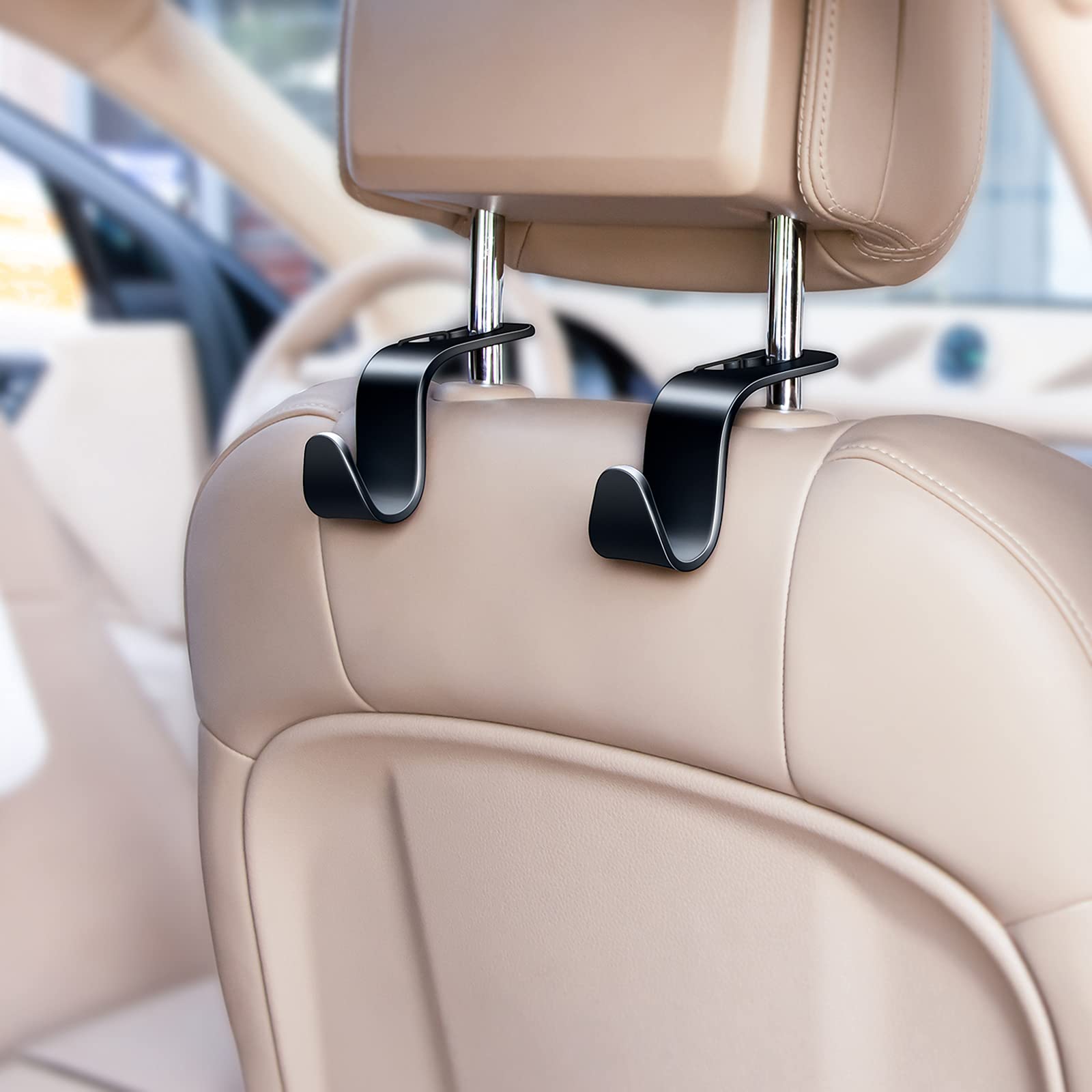 4 Pack Vehicle Back Seat Headrest Hook Hanger for Purse Grocery Bag Handbag - Image 6