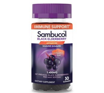 Sambucol Black Elderberry Gummies – Elderberry with Zinc and Vitamin C for Adults, Sambucus Elderberry Gummies, Immune Support Gummies – 30 Count