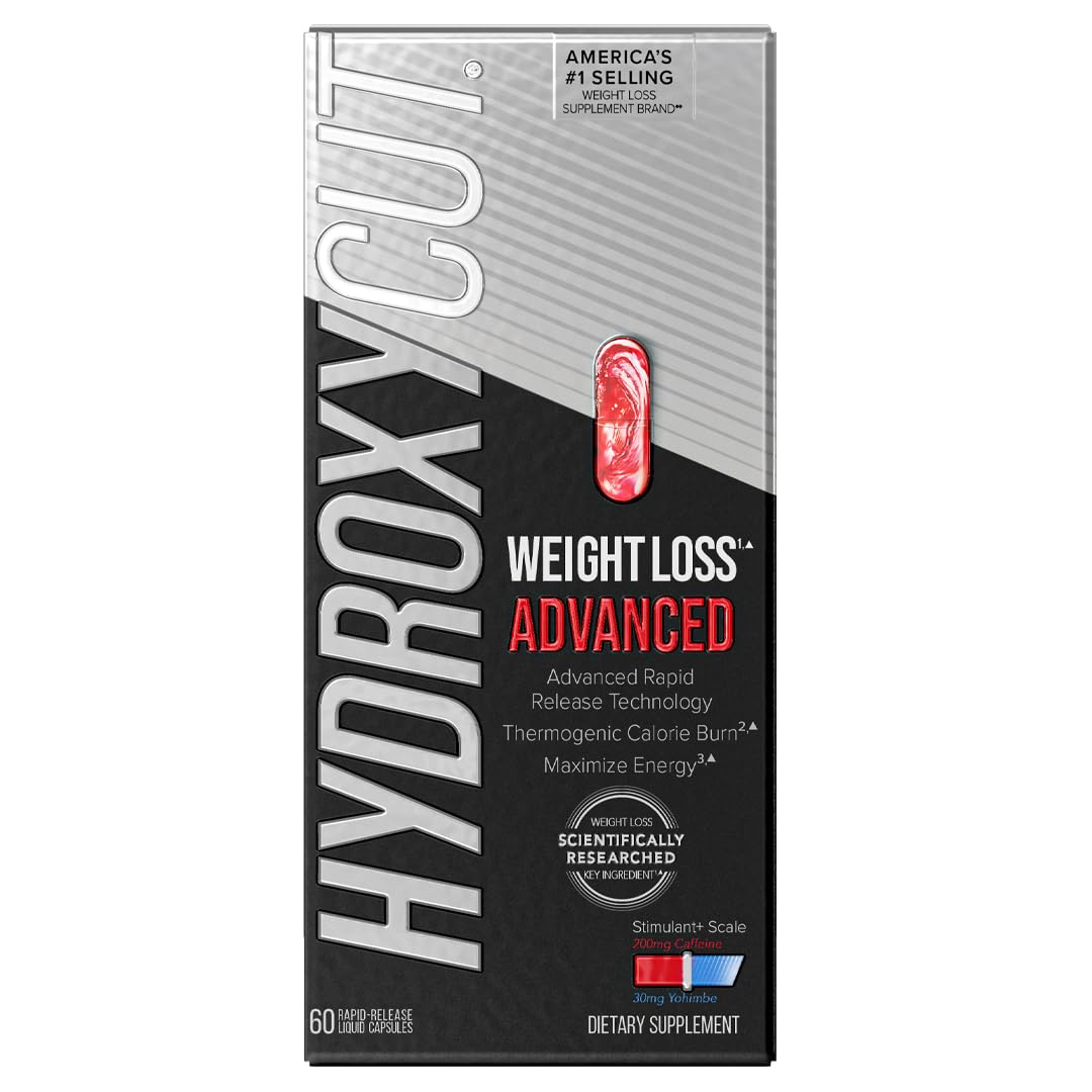 Hydroxycut Advanced - 60 Rapid-Release Liquid Capsules - Thermogenic Calorie Burn, Maximize Energy - for Women & Men