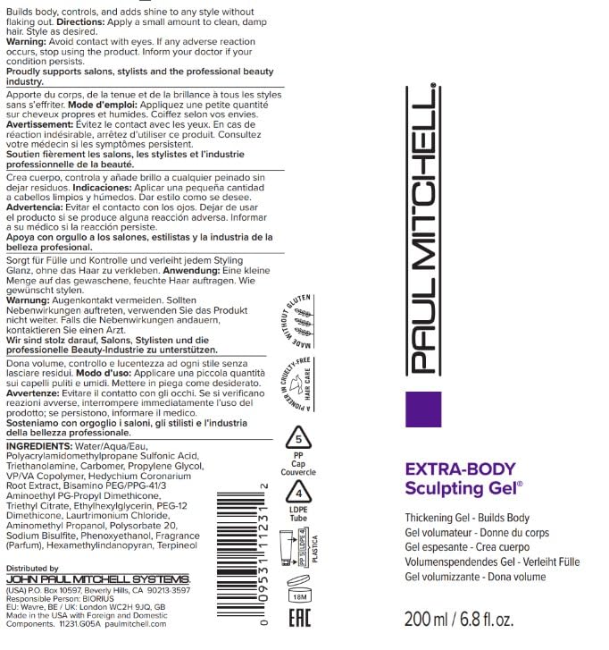 Paul Mitchell Extra-Body Sculpting Gel, Thickens + Builds Body, For Fine Hair, 6.8 fl. oz. - Image 7