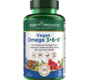 Purity Products Omega 3-6-9 Vegan and Vegetarian Omega Formula – ?5 in 1? Essential Fatty Acid Complex – Scientifically Formulated Plant-Based Omega 3 6 9 Essential Fatty Acids (EFA) – from (60)
