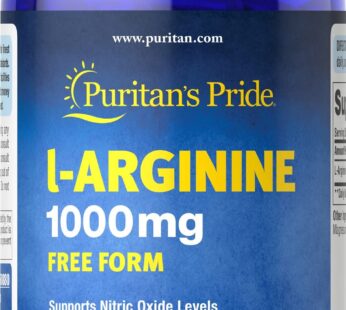 Puritan’s Pride L-arginine 1000 Mg Capsules, 100 Count, White, (4332490165)