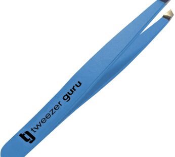 Tweezer Guru Tweezers for Women – Slant Pointed Precision Tweezers for Eyebrows & Ingrown Hair Removal – Blackhead and Splinter Tweezer with Sharp Needle Nose Point for Plucking (Bold Blue)