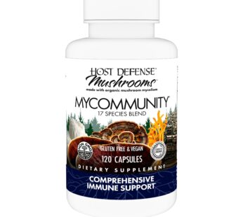 Host Defense MyCommunity Capsules – 17 Species Blend Mushroom Supplement for Immune Support – Herbal Aid with Lion’s Mane, Reishi. Chaga, Cordyceps, Turkey Tail & More – 120 Capsules (60 Servings)*