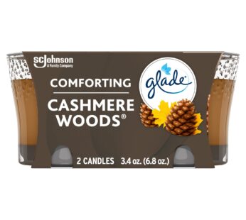 Glade Candle Jar, Air Freshener, Cashmere Woods, 3.4 Oz, 2 Count