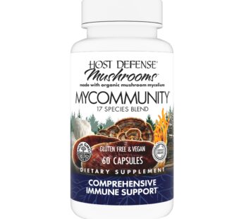 Host Defense MyCommunity Capsules – 17 Species Blend Mushroom Supplement for Immune Support – Herbal Aid with Lion’s Mane, Reishi. Chaga, Cordyceps, Turkey Tail & More – 60 Capsules (30 Servings)*