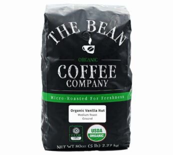 The Bean Organic Coffee Company Vanilla Nut, Medium Roast, Ground Coffee, 5 Pounds, Caf? molido tostado org?nico