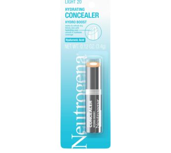 Neutrogena Hydro Boost Hydrating Concealer Stick for Dry Skin, Oil-Free, Lightweight, Non-Greasy and Non-Comedogenic Cover-Up Makeup with Hyaluronic Acid, 20 Light, 0.12 Oz