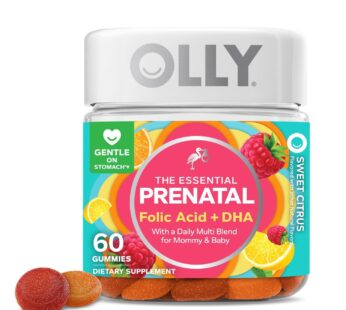 Olly The Essential Prenatal Gummy Multivitamin, 30 Day Supply ( Gummies), Sweet, Folic Acid, Vitamin D, Omega 3 DHA, Chewable Supplement, White Citrus, 60 Count (Pack of 1)