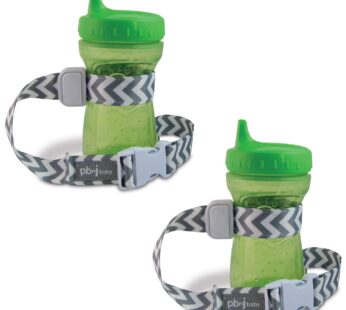 PBnJ Baby SippyPal Sippy Cup Holder Strap Leash Tether (Gray Chevron 2-Pack)