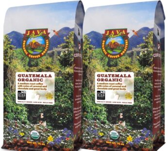 Java Planet Low Acid Coffee, Organic Guatemala Single Origin: Whole Bean Medium Roast – Smooth Full Flavored Coffee Bean, Smithsonian Bird Friendly, Two 1LB Bags