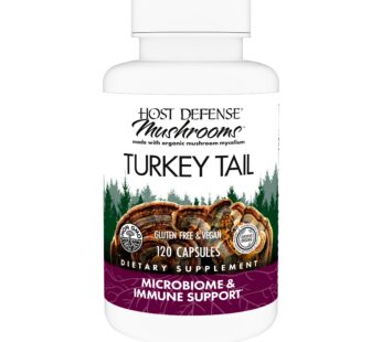 Host Defense Turkey Tail Capsules – Digestive Health & Immune Response Support Supplement – Mushroom Supplement for Gastrointestinal & Gut Microbiome Support – 120 Capsules (60 Servings)*