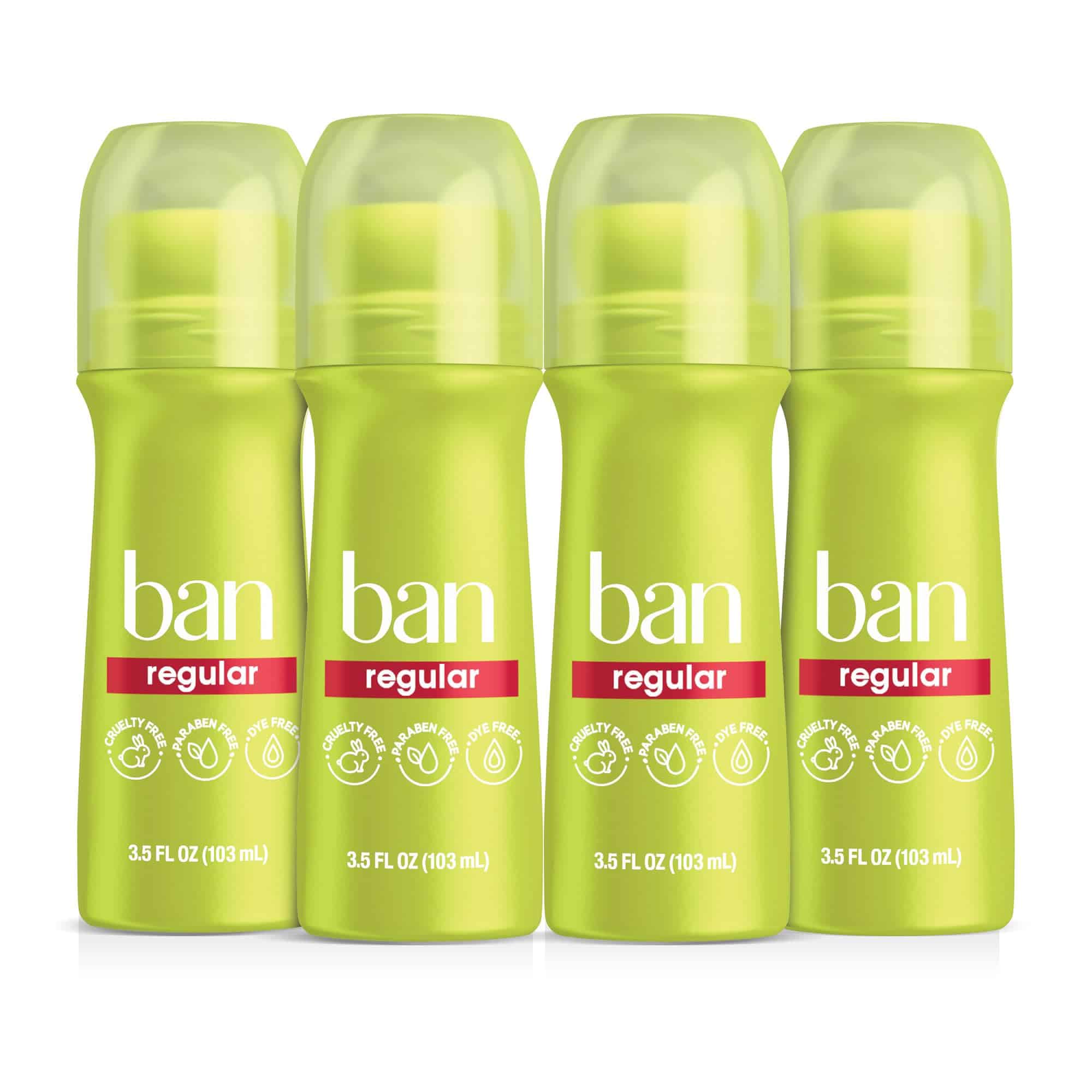 Ban Roll-On Regular Deodorant, 3.5 Ounce (Pack of 4)