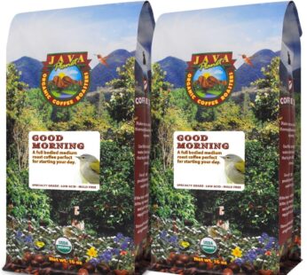 Java Planet Organic, Good Morning Blend Medium Roast, Smooth Full Flavored Organic Coffee Beans, Low Acid, Whole Bean Coffee Two 1LB Bags