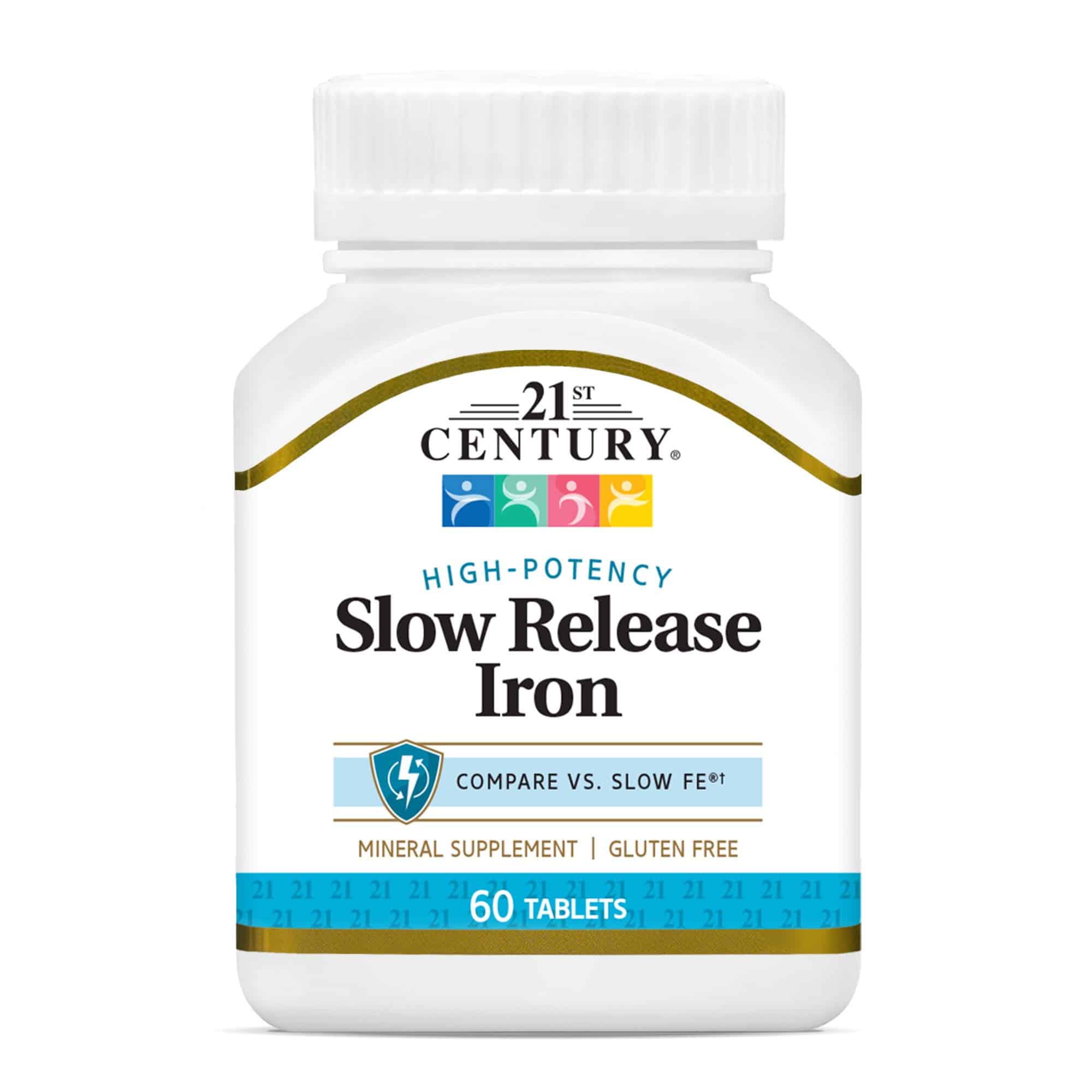 21st Century Slow Release Iron Tablets, 60 Count (Pack of 3)
