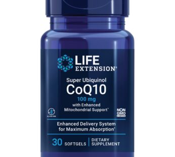 Life Extension Super Ubiquinol CoQ10 with Enhanced Mitochondrial Support?, Heart Health Supplement, Maximum Absorption, 100 mg, Non-GMO, Gluten-Free, 30 softgels