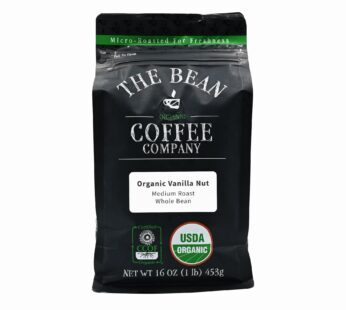The Bean Organic Coffee Company Vanilla Nut, Medium Roast, Whole Bean Coffee, 16-Ounce Bag