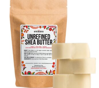 Raw Shea Butter – 100% Pure African Unrefined Shea Butter for Hair – Skin Moisturizer for Face, Body and for Soap Making Base and DIY Whipped Lotion, Oil and Lip Balm – 8 oz Block