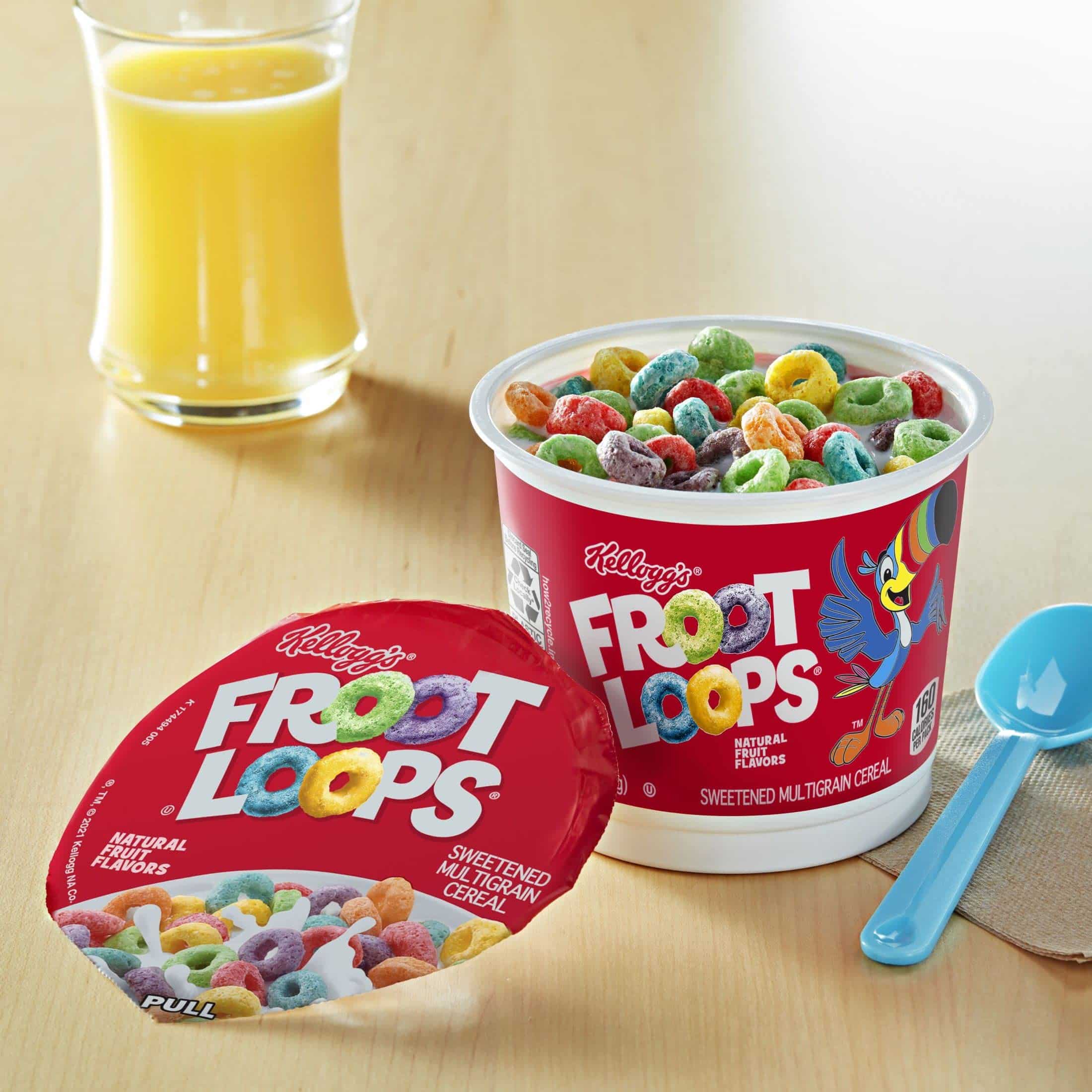 Kellogg's Froot Loops Breakfast Cereal Cups, Fruit Flavored, Breakfast Snacks with Vitamin C, Original, 18oz Case (12 Cups) - Image 3