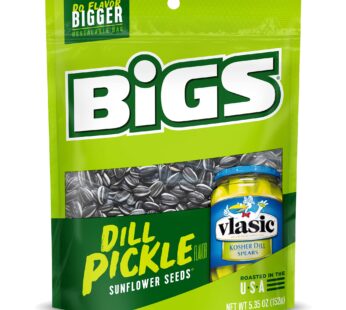 BIGS Vlasic Dill Pickle Sunflower Seeds, Keto Friendly Snack, 5.35-oz. Bag (Pack of 12)
