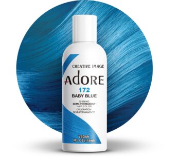 Adore Semi Permanent Hair Color – Vegan and Cruelty-Free Blue Hair Dye – 4 Fl Oz – 172 Baby Blue (Pack of 1)