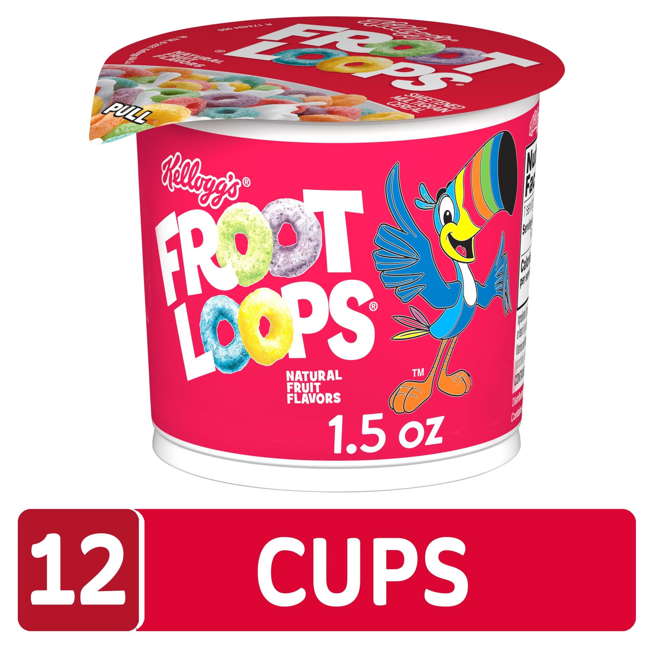 Kellogg's Froot Loops Breakfast Cereal Cups, Fruit Flavored, Breakfast Snacks with Vitamin C, Original, 18oz Case (12 Cups) - Image 2