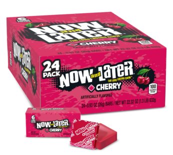 Now & Later Candy, Cherry Flavor, 0.93 Ounce Bars (Pack of 24)