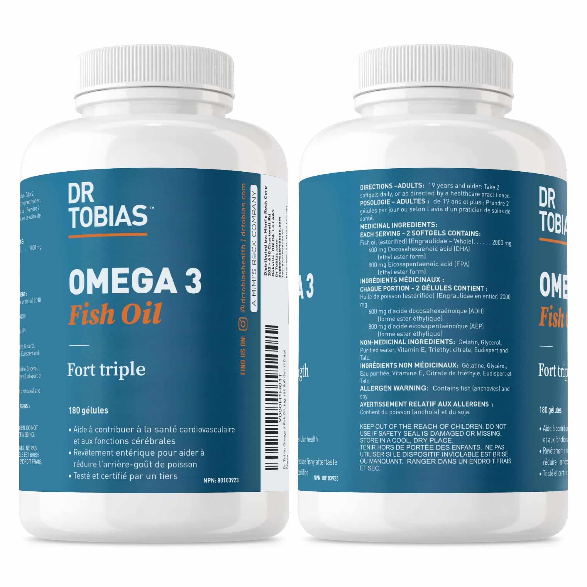Dr. Tobias Omega 3 Fish Oil, 2000mg Triple Strength Omega 3 Supplement with 800mg EPA 600mg DHA Per Serving, Fish Oil Omega 3 Supplements for Heart, Brain & Immune Support, 180 Softgels, 90 Servings - Image 8