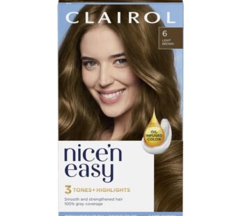 Clairol Nice’n Easy Permanent Hair Dye, 6 Light Brown Hair Color, Pack of 1