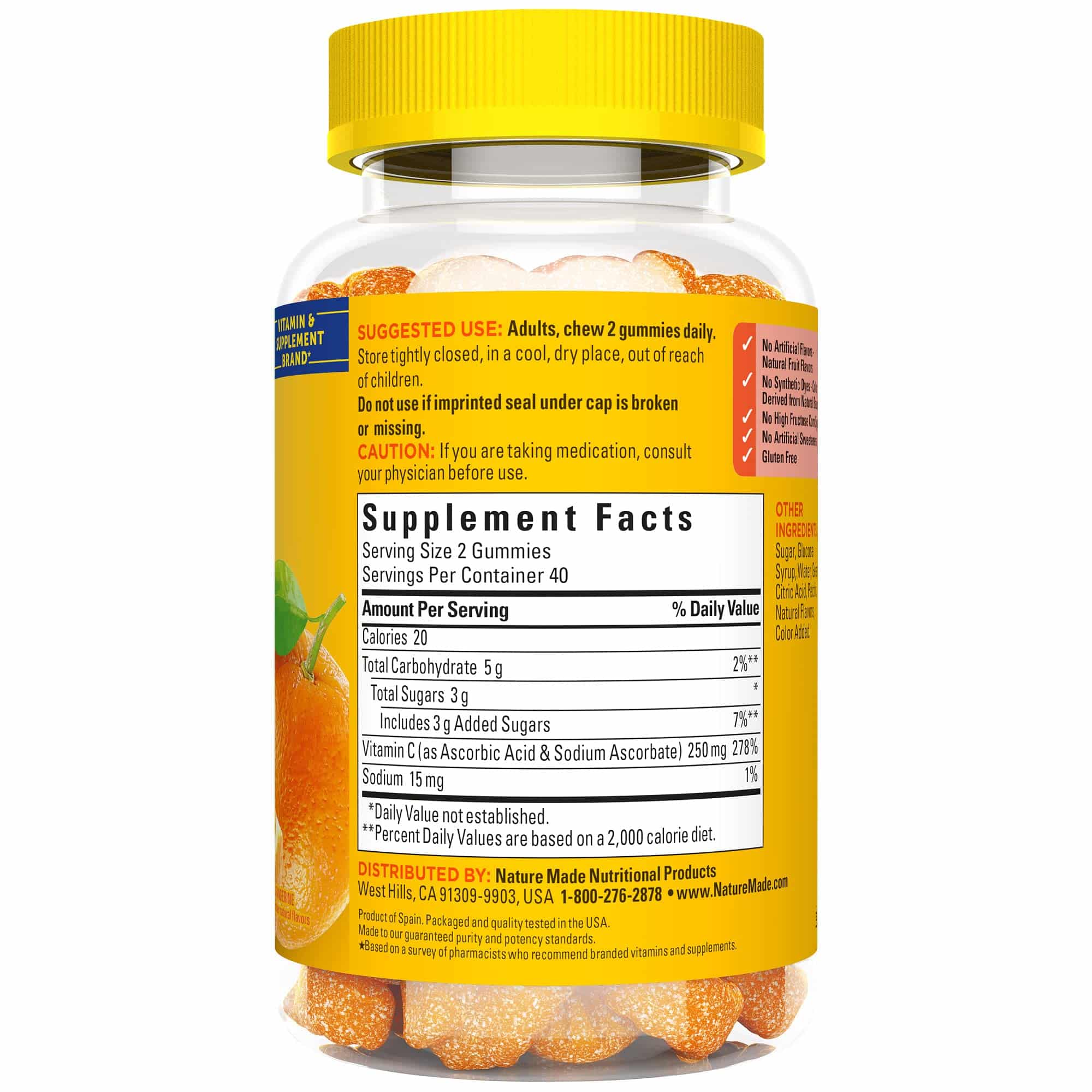 Nature Made Vitamin C 250 mg per serving, Dietary Supplement for Immune Support, 80 Gummies, 40 Day Supply - Image 8