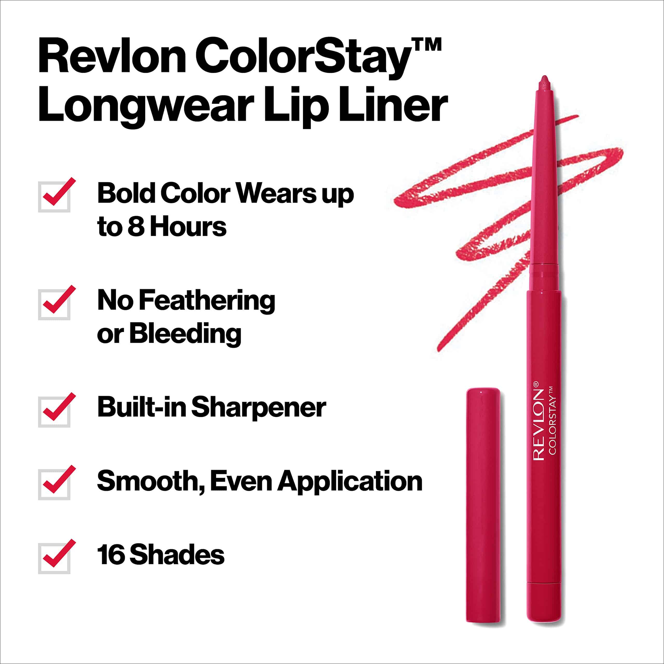 Revlon ColorStay Lipliner with Sharpener, Reds 100, 0.01 Ounce (28 g) - Image 3