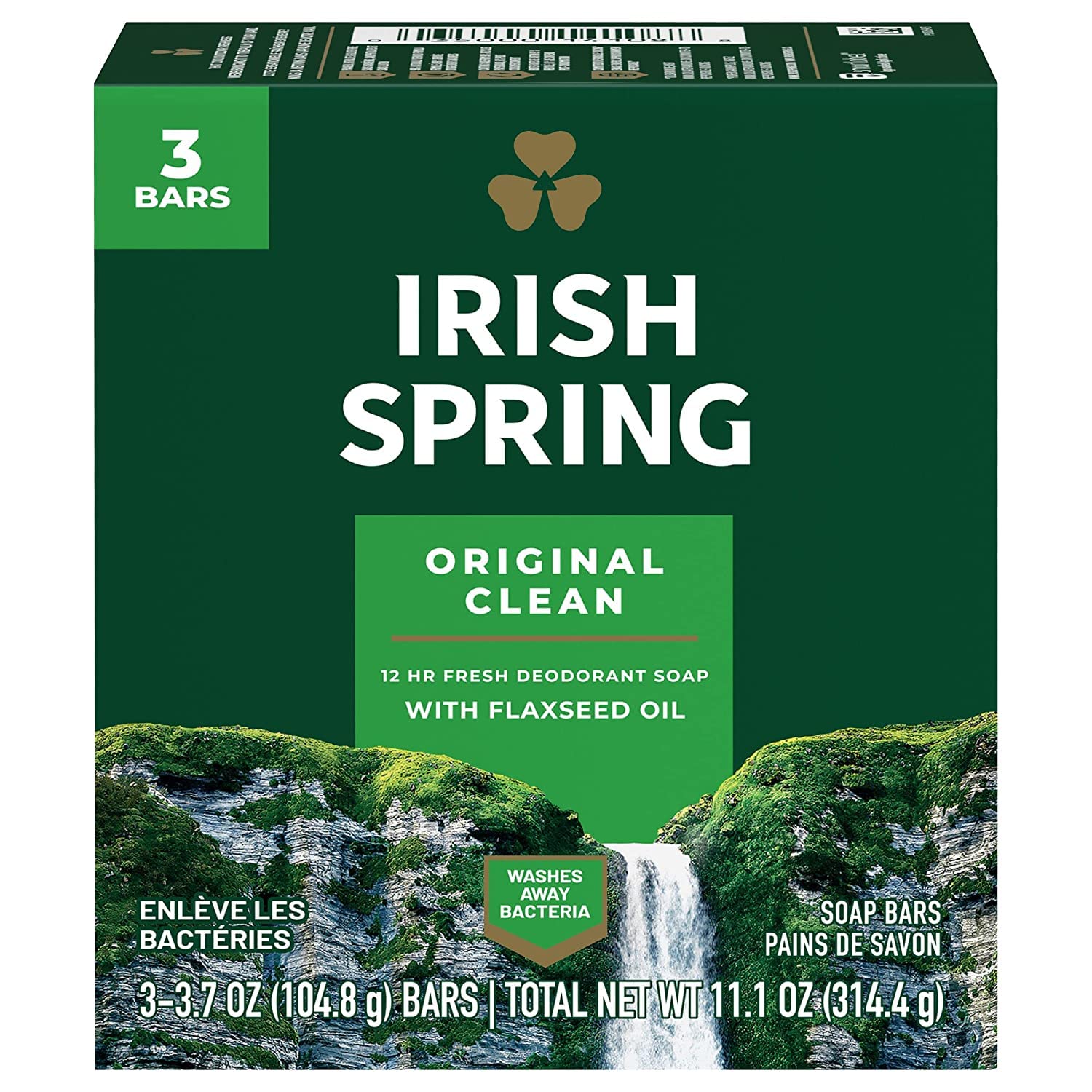 Irish Spring Original Deodorant Soap 3 Bars, 2 Pack (6 Total)