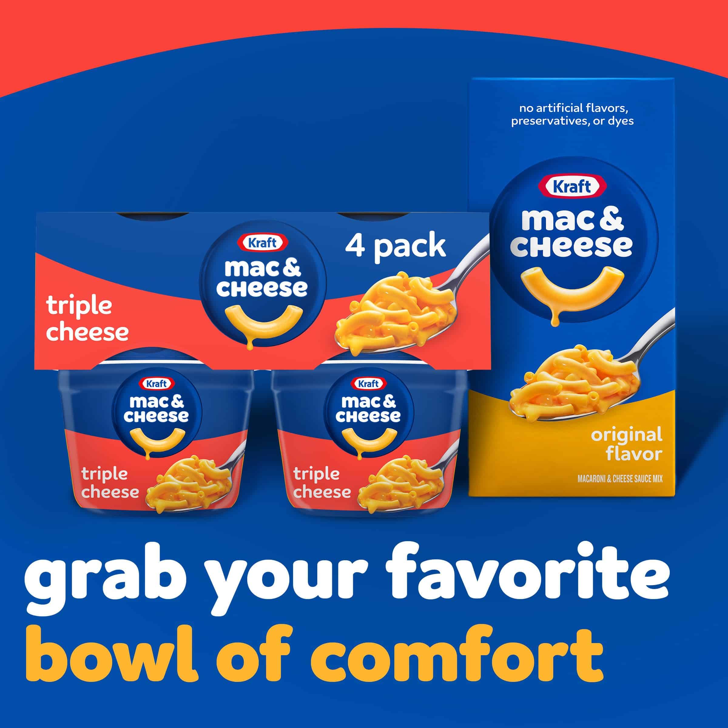 Kraft Triple Cheese Macaroni & Cheese Easy Microwavable Dinner, 2.05 Ounce, 4 Count (Pack of 1) - Image 8