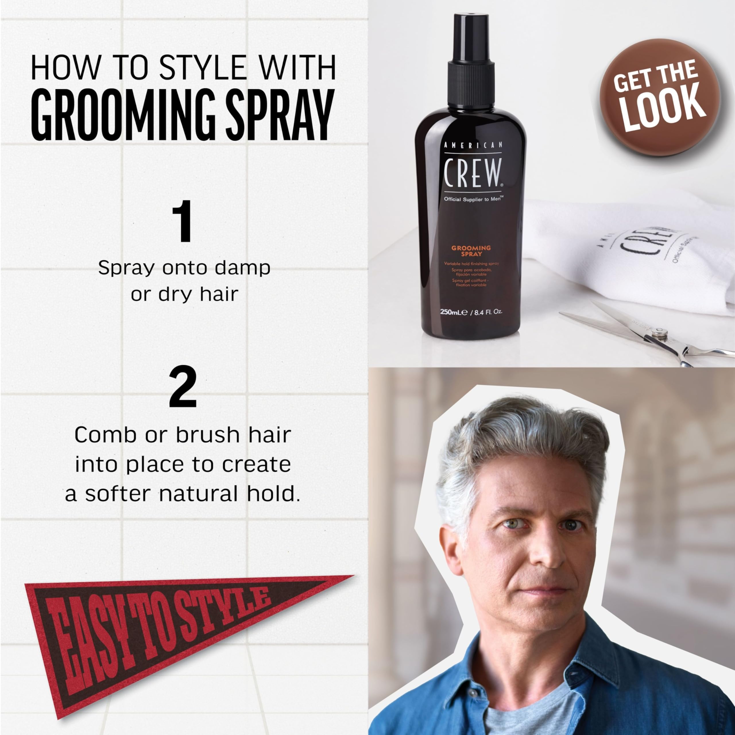 American Crew Men's Hair Spray, Variable Hold Grooming Spray, 8.45 Fl Oz - Image 3